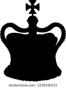 Flat silhouette of British crown. Edwards Crown. Stock vector Illustration in simple style.