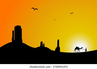 flat silhouette design of a traveler who is traveling long distances