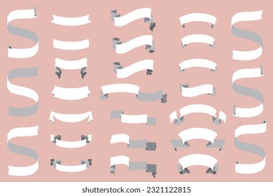 Flat silhouette frame and banner set with tape ribbons.

