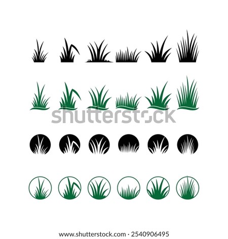 flat silhouette grass logo icons