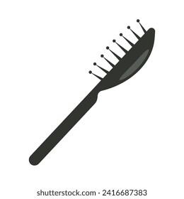 Flat silhouette of a hairbrush on a white background.