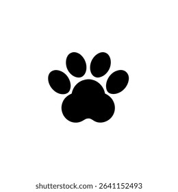 Flat silhouette icon of an animal paw. Perfect for pet logos, wildlife apps, veterinary branding, nature graphics, adoption centers, and animal rescue campaigns.

