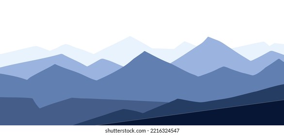 Flat silhouette mountain panoramic design landscape background vector. Minimal wallpaper.