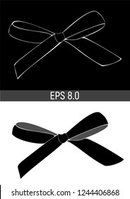 Flat silhouette of satin ribbon bow. Vector illustration, EPS 8.
