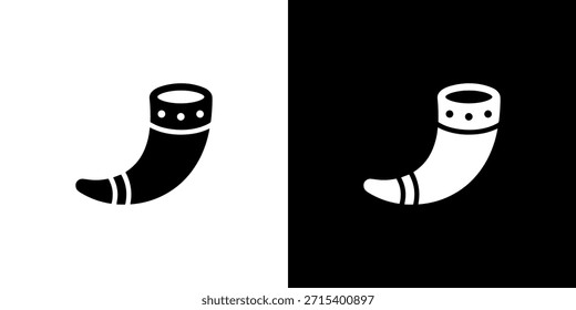 Icono de diseño invertido blanco y negro de la cornucopia de la silueta plana