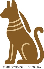 Silueta plana de un perro sentado con un collar en tonos marrones cálidos