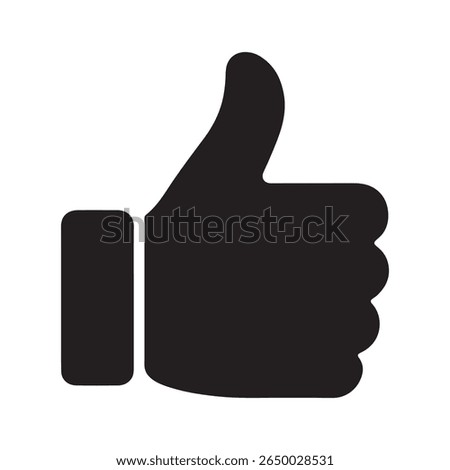 Flat silhouette thumbs up vector icon design for approval badge, positive rating, user feedback, review star replacement, endorsement and social engagement