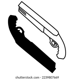  flat silhouette two mini shotgun set isolated on white. weapon, gun, pistol, shotgun, handgun, mini shotgun, icon, vector illustration.