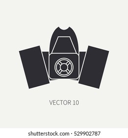 Flat silhouette vector icon of drawing instruments for aerography - respirator. Cartoon style. Drawing. Airbrush. Art. Illustration and element for design. Industrial clipart. Safety. Filter. Logo.