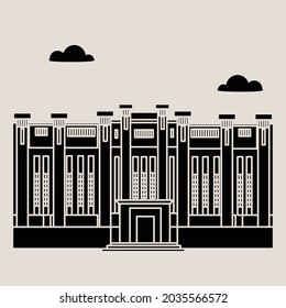 Flat silhouette vector illustration of building in the city of central java, Simple outline icon design cartoon landmark for vacation travel tourist attractions. The Heritage Palace, Kartasura.