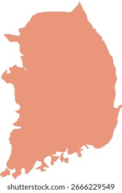 Flat Silhouette Vector Map of South Korea