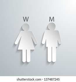 Flat silhouette of women and men, Restroom sign, Vector illustration