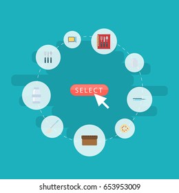 Flat Silverware, Glass Container, Skillet And Other Vector Elements. Set Of Kitchen Flat Symbols Also Includes Bread, Recipe, Cooking Objects.