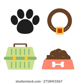 Flat Simple Animal Accessory Set of Dog Supplies Illustration Element