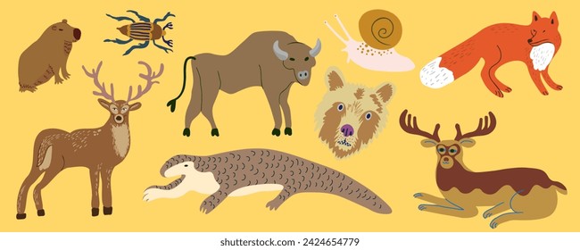 flat simple animal collection in vector.Template for logo poster icon for application and website. A series of animal images in flat style