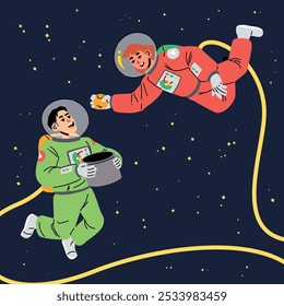 Flat simple astronaut illustration in space