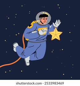 Flat simple astronaut illustration in space
