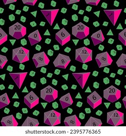 Flat simple background. Game dice for family games. Seamless pattern.