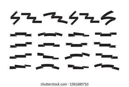 Flat simple Banner ribbon vector set. Ribbon banners, template labels set. Blank for decoration graphic design element. Vector illustration