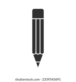 Flat simple black pencil icon on white background.