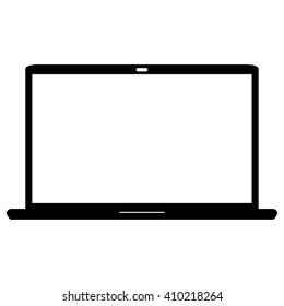 Flat Simple black Vector icon - Computer laptop