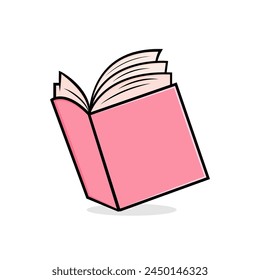 Flat simple book design with pink cover vector illustration