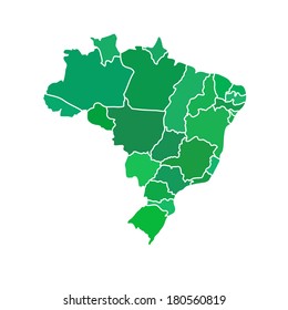 Flat simple Brazil map, vector background illustration