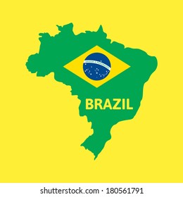 Flat simple Brazil map, vector background illustration