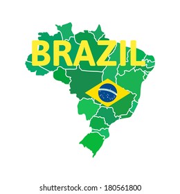 Flat simple Brazil map, vector background illustration