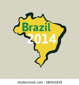 Flat simple Brazil map, vector background illustration