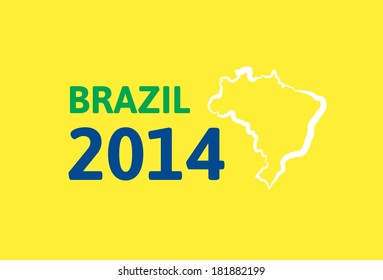 Flat simple Brazil map, vector background illustration