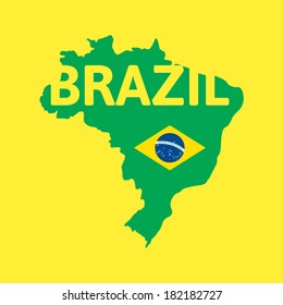 Flat simple Brazil map, vector background illustration