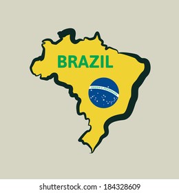 Flat simple Brazil map, vector background illustration