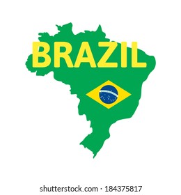 Flat simple Brazil map, vector background illustration