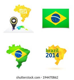 Flat simple Brazil map, vector background illustration