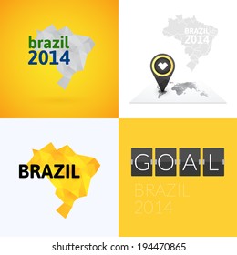 Flat simple Brazil map, vector background illustration