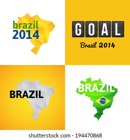 Flat simple Brazil map, vector background illustration