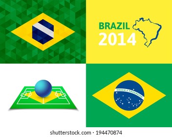 Flat simple Brazil map, vector background illustration