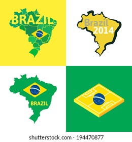 Flat simple Brazil map, vector background illustration