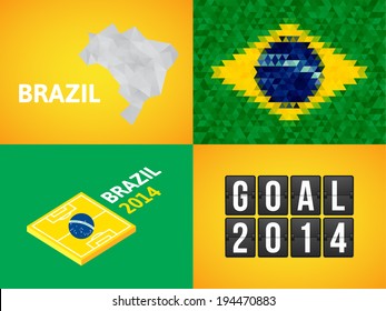 Flat simple Brazil map, vector background illustration