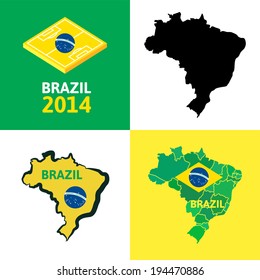 Flat simple Brazil map, vector background illustration