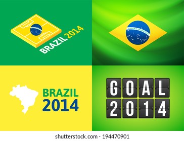 Flat simple Brazil map, vector background illustration