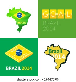 Flat simple Brazil map, vector background illustration