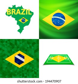 Flat simple Brazil map, vector background illustration