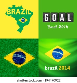 Flat simple Brazil map, vector background illustration