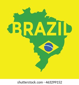 Flat simple Brazil map, vector background illustration