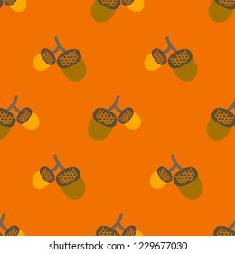 Flat simple brown pinaceae, seamless pattern, on orange-brown background.