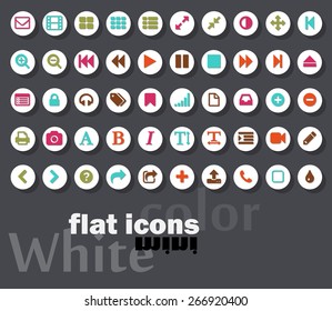 Flat simple buttons with colored icons and shadow