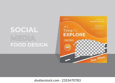 Flat and simple Car rental instagram social media post banner design template.