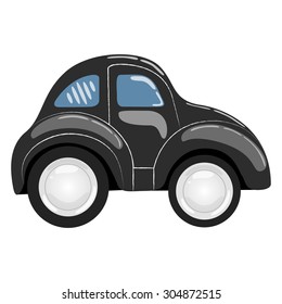 flat. simple cartoon black car isolated on a white background
